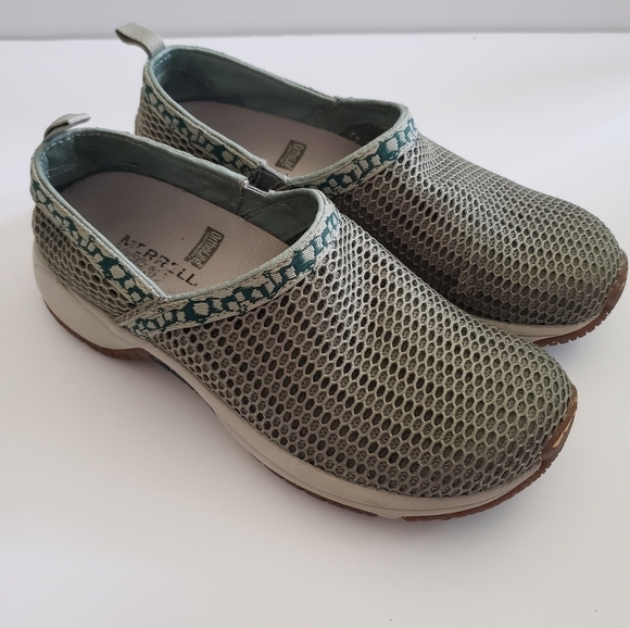Merrell Encore Breeze Clog Style Sneakers Sz 6 Green White Sage Hiking Walking - Picture 1 of 11